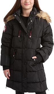 CANADA WEATHER GEAR Girls Winter Jacket - Long Length Quilted Bubble Puffer Parka - Heavyweight Weather Resistant Coat (7-16)