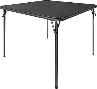 KAIHAOWIN Square Folding Table Vinyl Upholstery Card Table Dining Party Table with Collapsible Legs Portable for Indoor Outdoor-Black