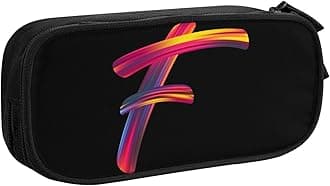 Cute Initial Pencil Case for Kids Students, Large Capacity Pencil Pouch for Boys Girls, Letter Design Pencil Box Pen Bag Office Stationery Organizer, Rainbow Letter F
