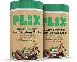 PLIX - THE PLANT FIX Strength Vegan Plant Protein Powder - 2 KG (Cafe Mocha) Pea Protein Isolate and Brown Rice Blend, 25 g Plant Protein, No Added Sugar, Gluten free