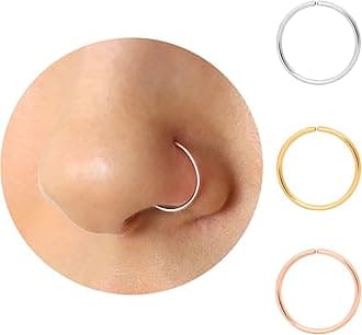 Small Thin Gold or Sterling Silver Nose Ring Hoops for Women, 22g/24g/20g Tiny Nose Piercing Jewelry,22 gauge or 24 gauge Nose Rings, 5mm/6mm/7mm/8mm/9mm/10mm