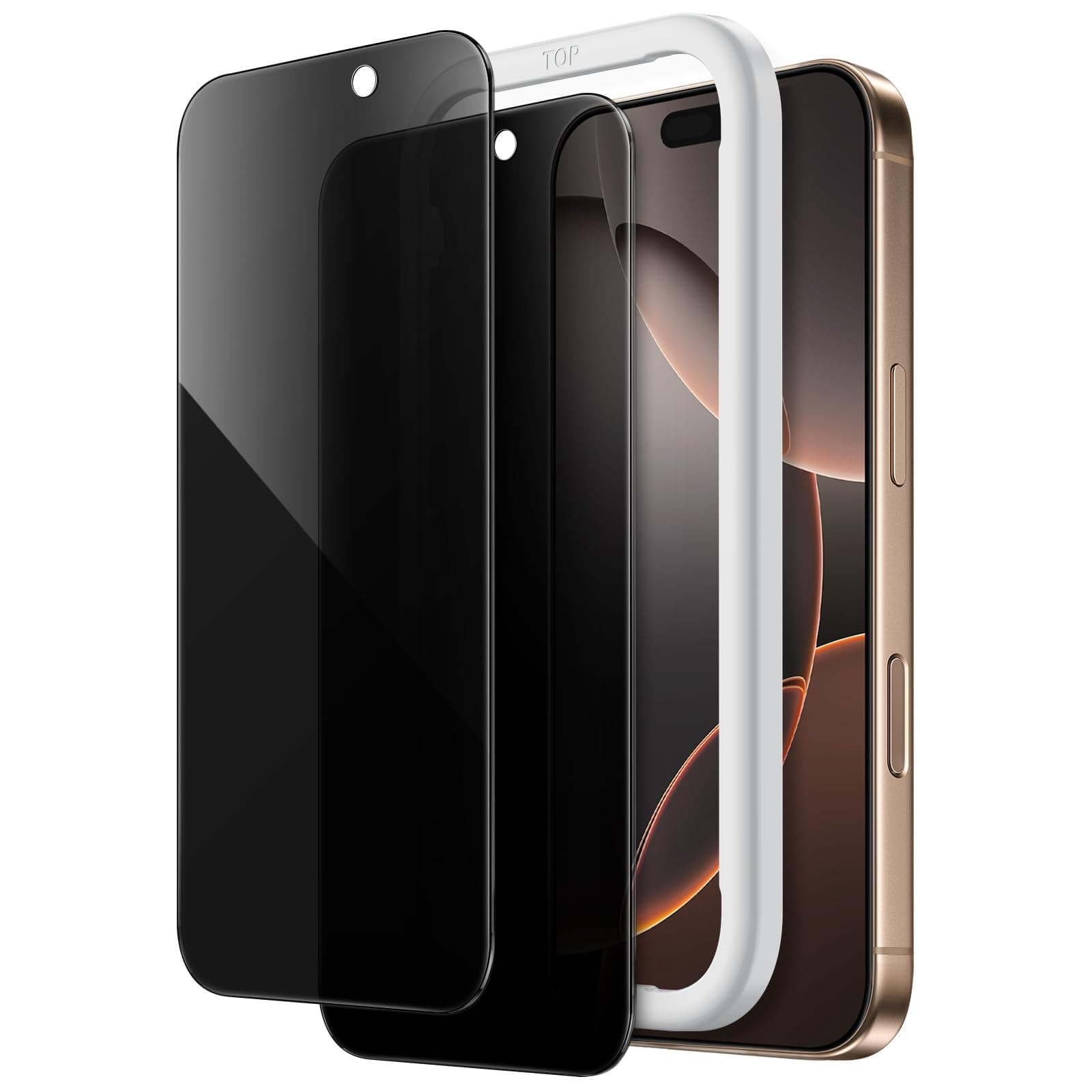 JETech iPhone 16 Pro Max 6.9 inch Privacy Screen Protector Film Anti-Peeping Tempered Glass Screen Protector with Guide Border, Pack of 2