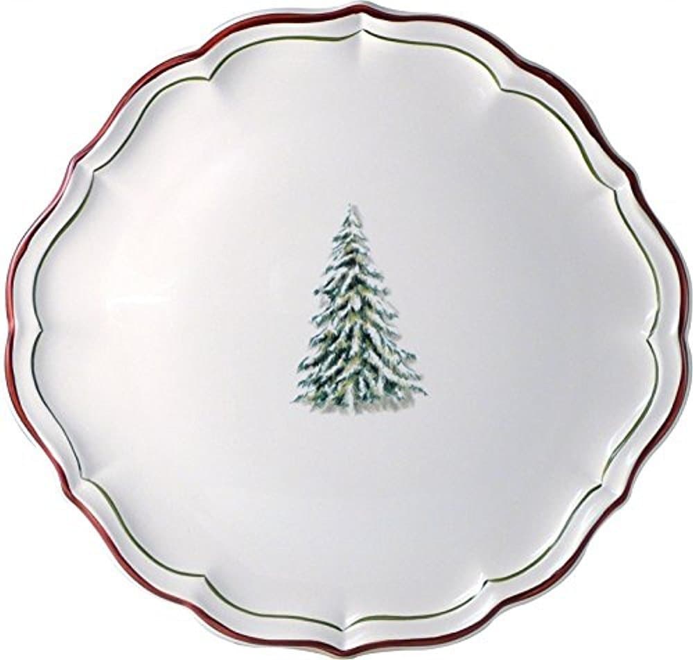 Gien - Filet Noel Round Cake Platter - White