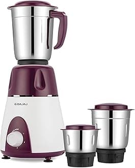 Rex Mixer Grinder 500W | Mixie For Kitchen With Nutri-Pro Features | 3 SS Mixer Jars For Heavy Duty Grinding | Adjustable Speed Control | Multifunctional Blade System | 2 Yr Warranty【Purple】