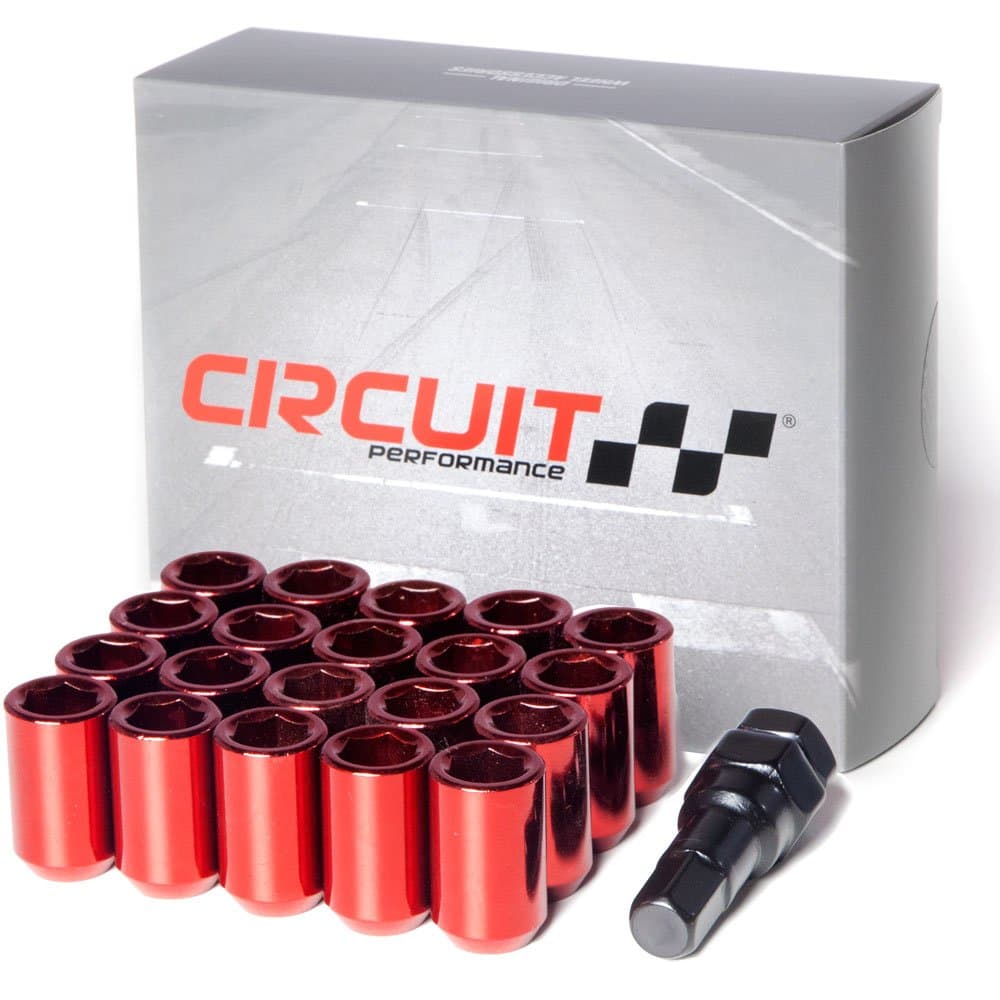 Circuit Performance Tuner Key Acorn Lug Nuts Red 12x1.5 Forged Steel (20pc + Tool)