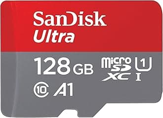 SanDisk Ultra microSDXC UHS-I memory card 128 GB + adapter (A1, Class 10, U1, Full HD videos, up to 120 MB/s read speed),, Speed-Mbps/10x