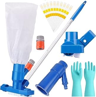 Pool Vacuum Cleaner Kit,2023 Swimming Pool Vacuum Cleaner Portable Cleaning Tool Kit Spas Fish Pond Fountain Vacuum Cleaner Brush Hot Spring Vacuum Cleaner with Cleaning Gloves & PH Test Strips