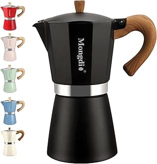 Mongdio Stovetop Espresso Maker Moka Pot, Cuban Coffee Maker Stove top coffee maker Moka Italian Espresso Greca Coffee Maker Brewer Percolator, 12 Espresso Cups, 20 oz - Black
