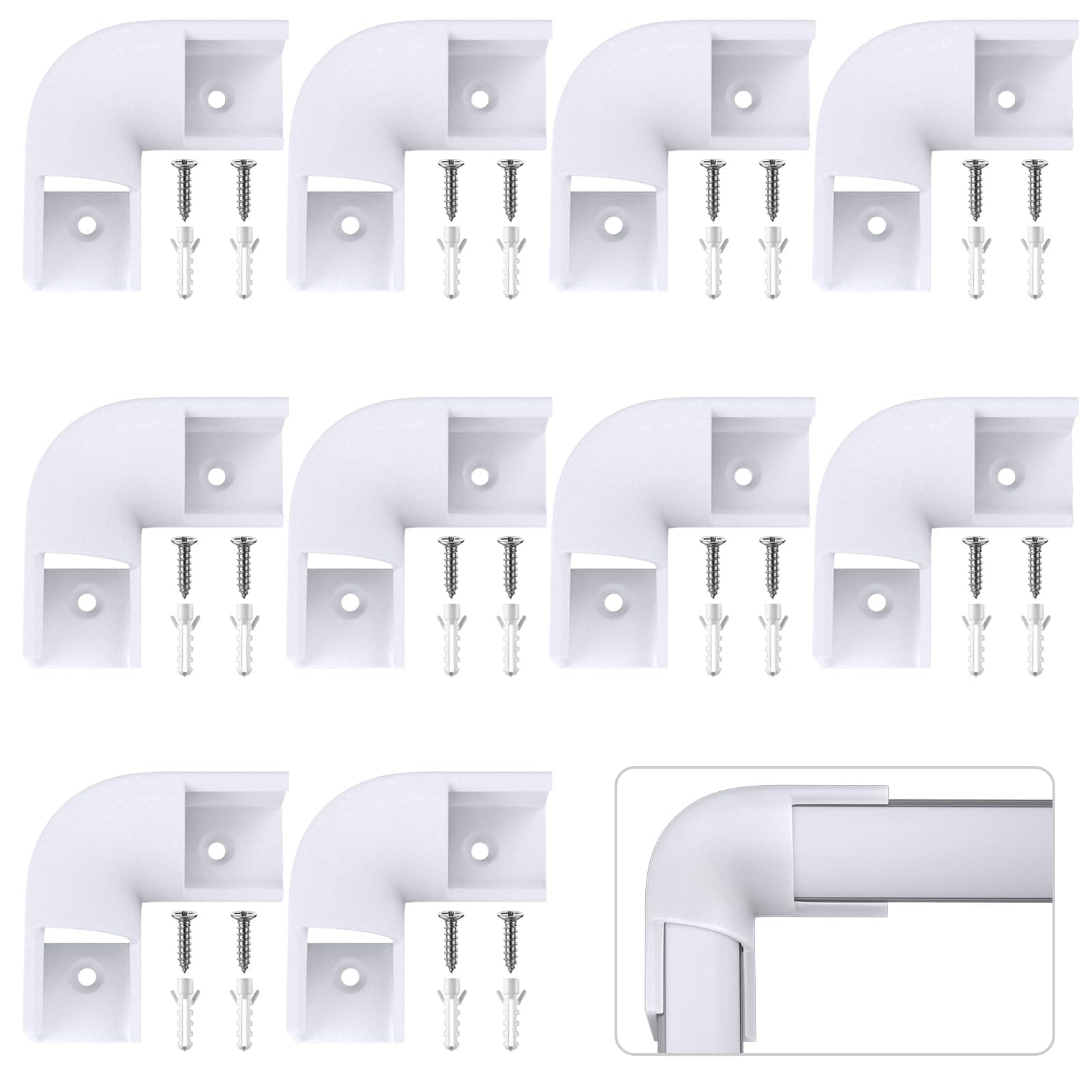 HOMMAND 90 Degrees Corner Connector 10 Pcs, LED Profile Corner Connectors, 90 Degrees LED Channel Corner Connectors for V Shape LED Aluminium Profile, Screws Included