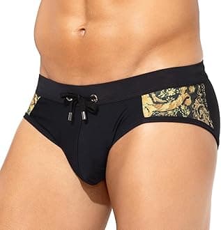 Arjen Kroos Men's Swimsuit Printed Swim Briefs Pattern Bikini Swimwear with Drawstrings and Lined Pouch