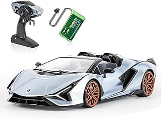 Lamborghini Remote Control Car, 1:16 Scale Lambo Toy Car 7.4V 500mAh Officially Licensed 12Km/h Rc Cars with Led Light 2.4Ghz Model Car for Adults Boys Girls Birthday Ideas Gift (Light Blue)