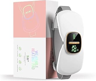 Heating Pads for Cramps, Physical Therapy, Portable Cordless Menstrual Heat Pad, Period Pain Relief Heating Pad with 3 Heat Levels and 3 Massage Modes, Back or Belly Heated Pad, White