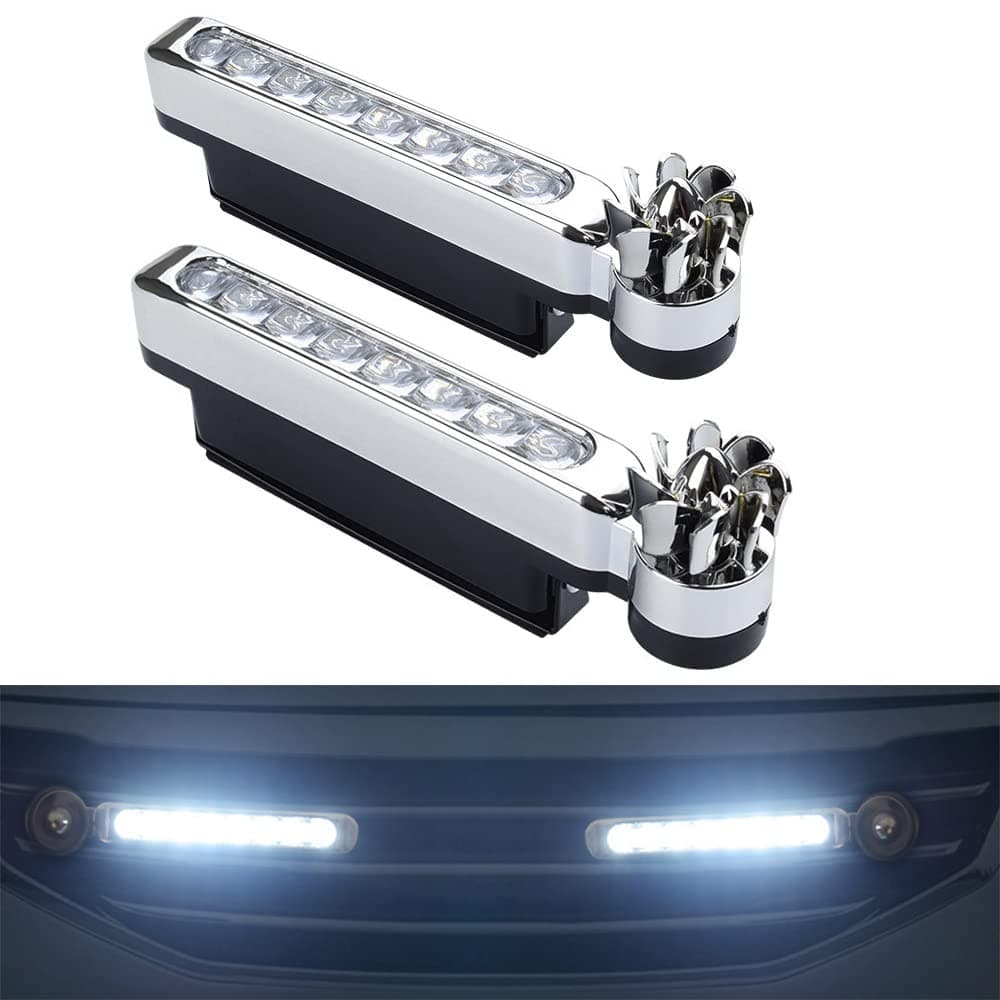 Waterproof 2 Pcs 8 LED Wind Energy Powered Car Exterior Daytime Light Fog Lamp Running Light (White)