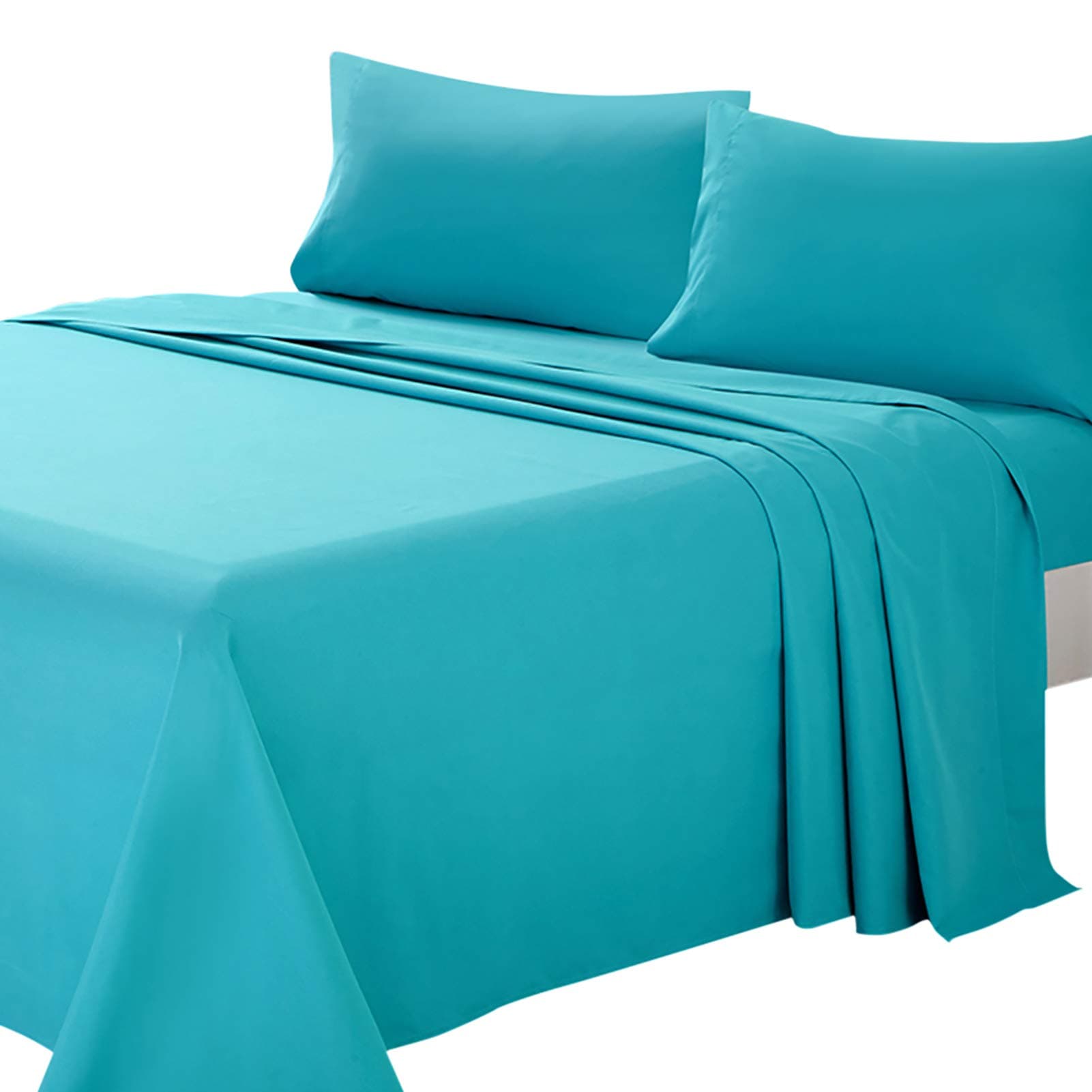 Soft Microfiber Bed Sheet Set 4-Piece with Deep Pocket Bedding - King, Teal