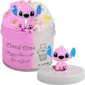 Pink Scented Cloud Slime,Peach Add Ins Charms and Non-Sticky, Stress Relief Scented Slime Toy for Kids Education, Party Favor and Birthday Gifts (7oz 200ML)