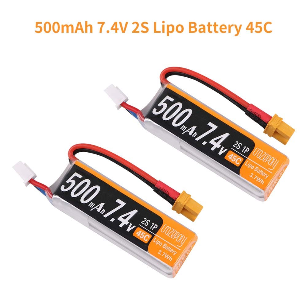 Makerfire 2pcs Crazepony 500mAh 2S Lipo Battery 7.4V 45C with XT30 Plug for FPV Racing Drone Brushless Quadcopter