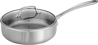 TramontinaTri-Ply Clad Stainless Steel 3-Quart Saute Pan with Glass Lid, Induction-Ready Cooking Pan, Dishwasher-Safe, NSF-Certified, Made in Brazil