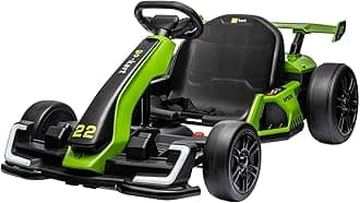 Nasitip 24V Electric Go Kart,300W Powerful Drift Kart for Kids, Electric Pedal Kart,with 300W Strong Motor, Drift/Sport Mode, Big Battery, Eva Tire,Length Adjustmen for Outdoor Racing Toy-Green