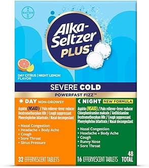 Severe Cold & Flu Medicine - PowerFast Fizz Tablets for Adults and Children 12+ - 48ct
