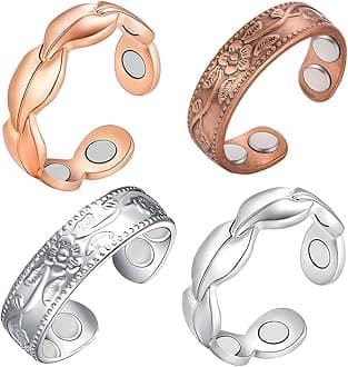 4PCS Copper Rings for Women Pure Copper Magnetic Ring Strong Magnet Adjustable Thumb Fingers Ring