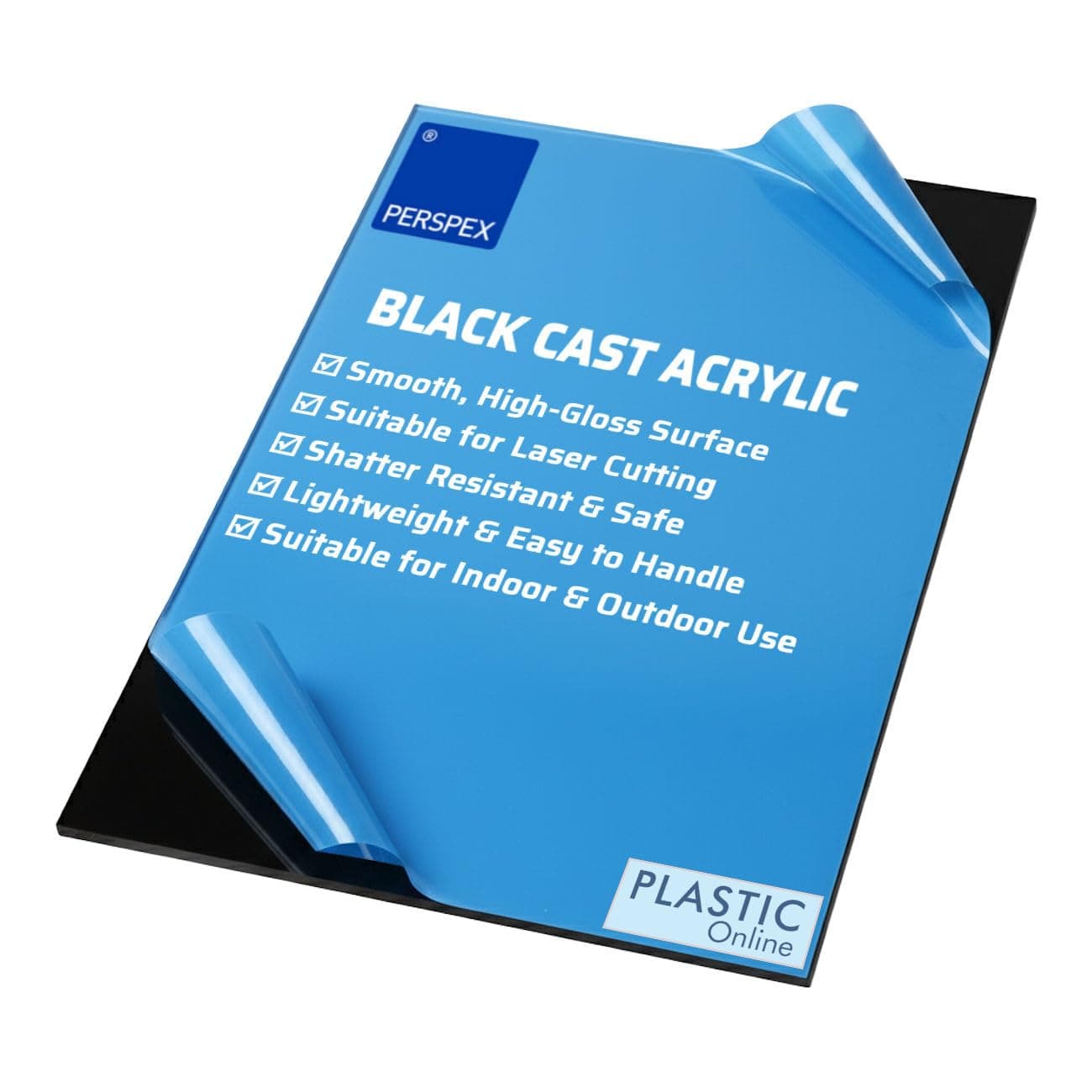 3mm Perspex Black Gloss Acrylic Plastic Sheet Panel With Finished Polished Edges - Various Sizes (A4-21cm x 29.7cm)