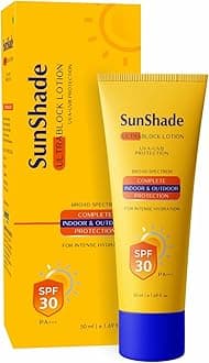 Leeford Sunshade Sunscreen SPF 30 PA+++ Lotion for Face & Body(50ml) - Broad Spectrum Sunscreen for UVA & UVB Protection - Blue Light Indoor & Outdoor Protection | Intense Hydration For All Skin Types