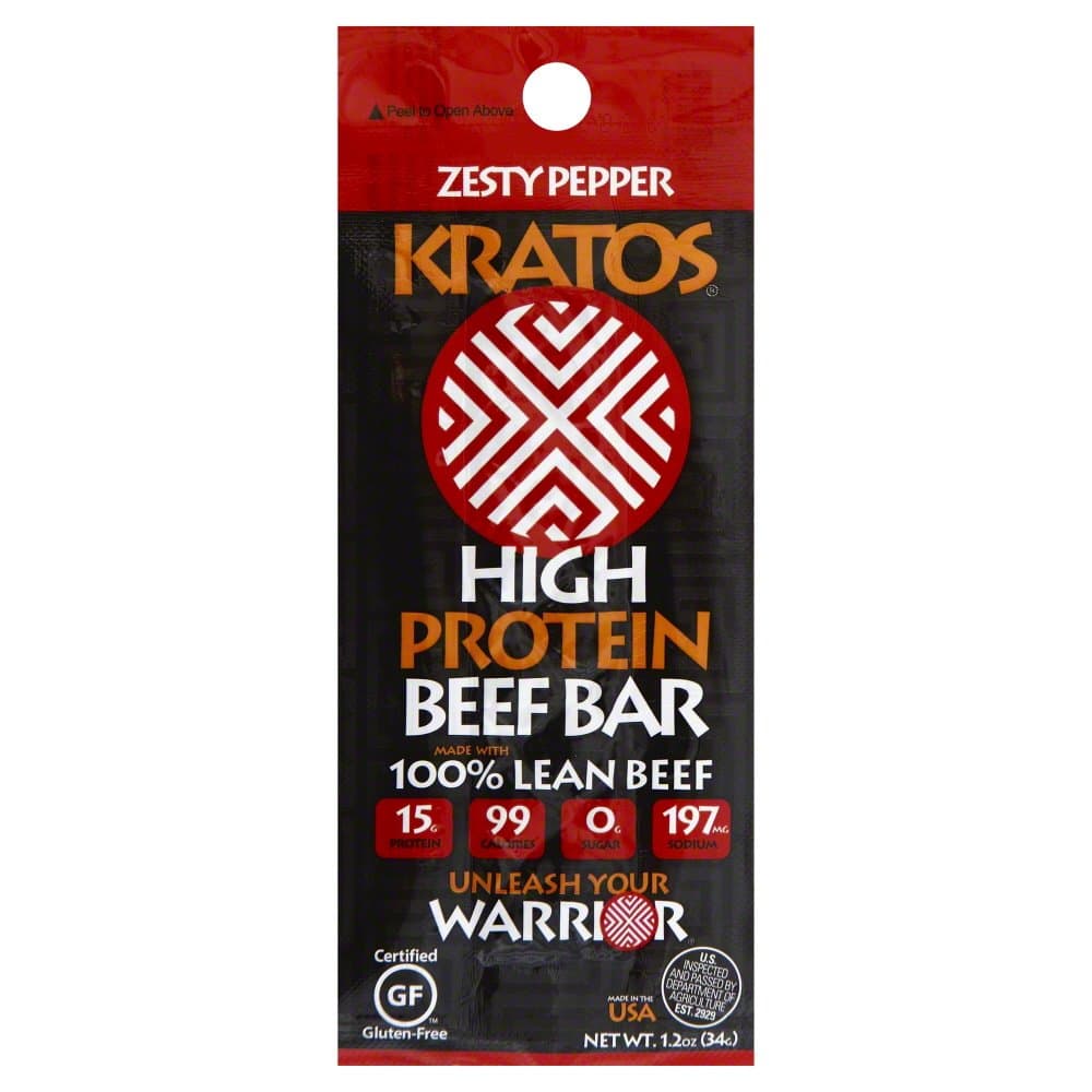 Kratos Protein Beef Bar, Zesty Pepper, 12 Count
