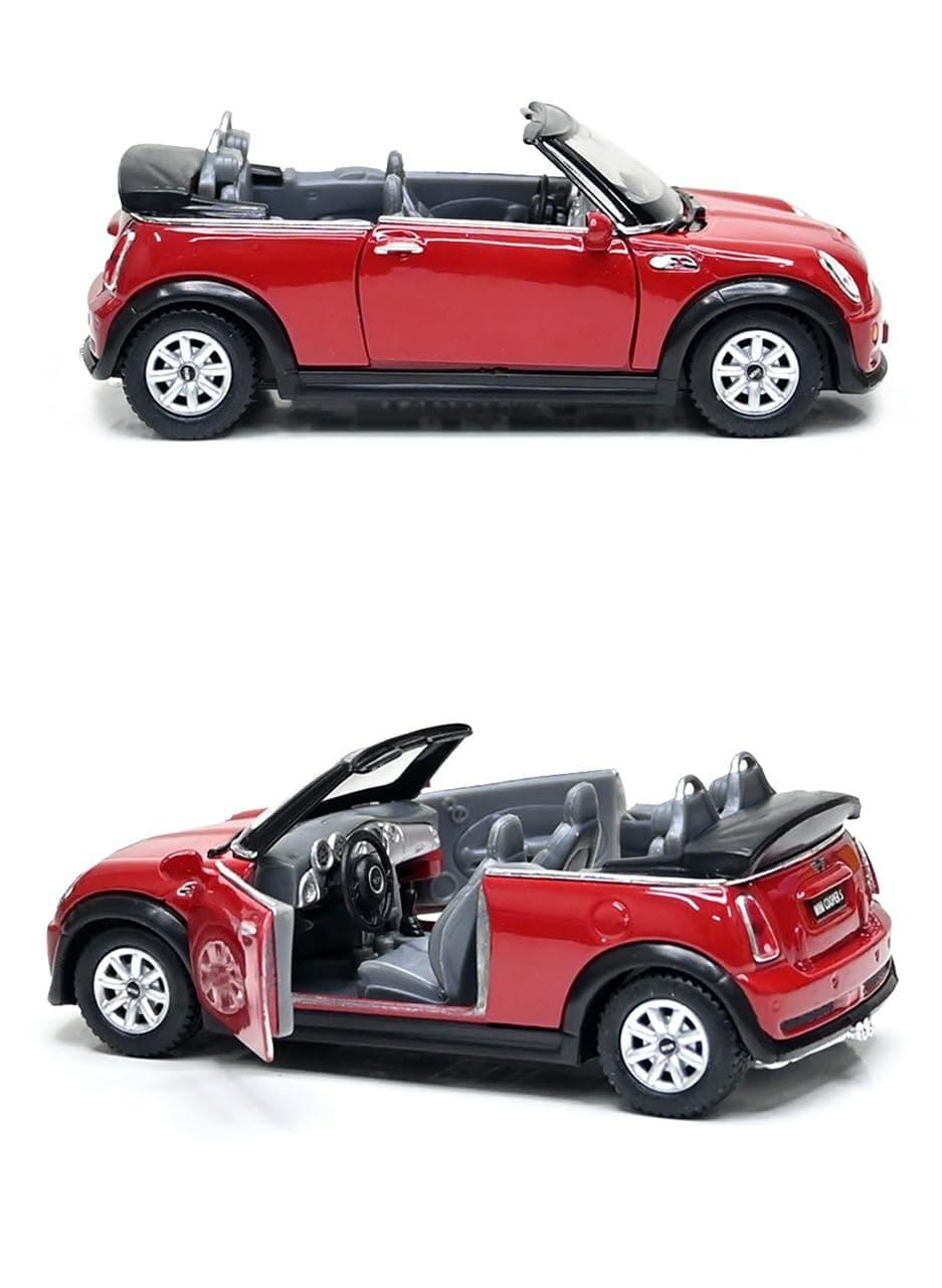 Mini Cooper S Convertible In Maroon Diecast 1:28 Scale By Kinsmart