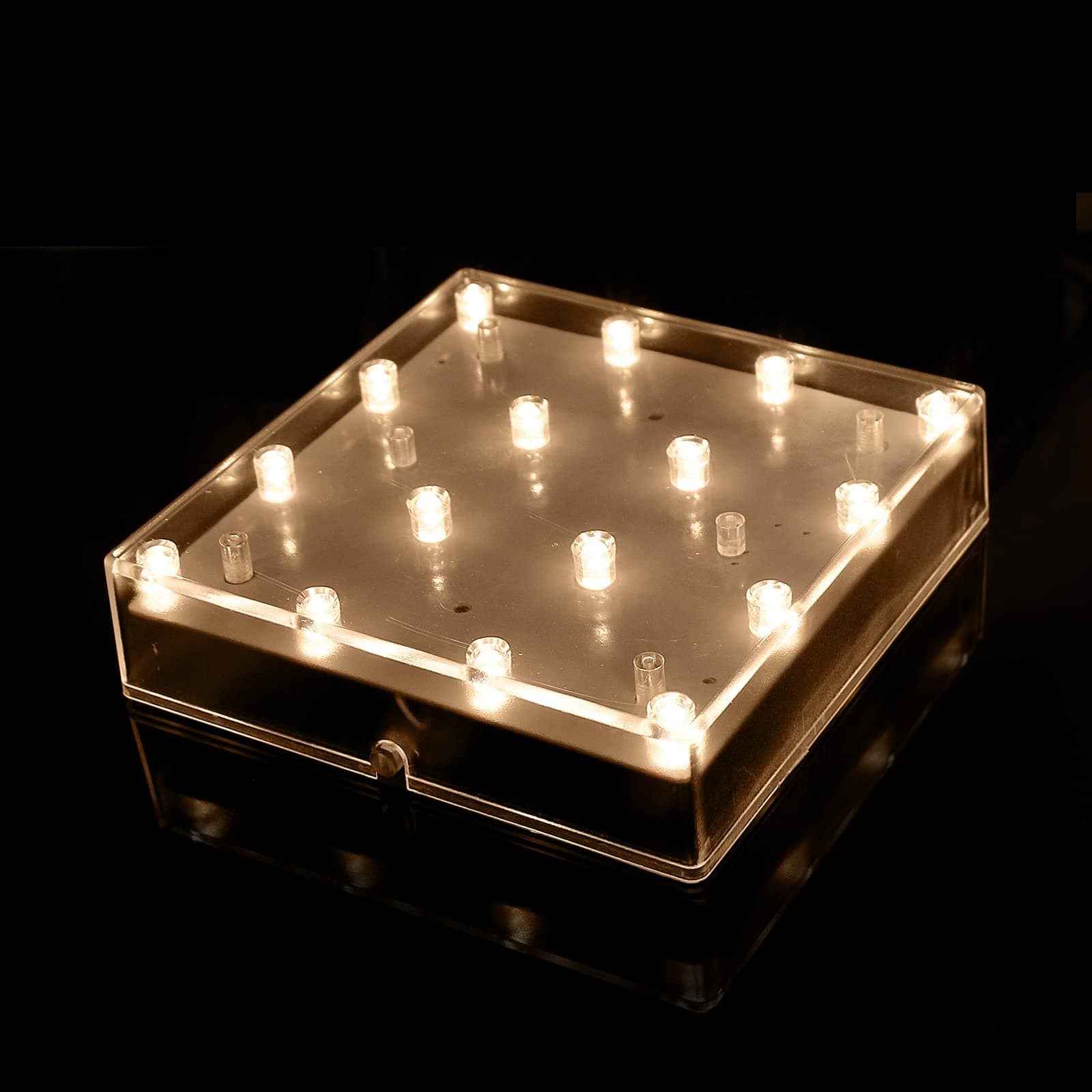 ARDUX 5 inch Square Vase Base Light 16 LEDs Battery Powered Pedestal Light Warm Color Base Light for Home Party Table Top Decoration (Pack of 1, Warm White)