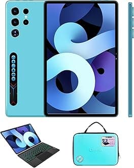 S24 Ultra 10.1" Android Tablet with Keyboard, Stylus & Handbag | Kids Tablet | Dual SIM 5G WiFi | HD Display, Dual Camera | Face Unlock, GPS | Tablet Laptop Combo (Blue)