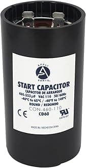 Appli Parts Motor Start Capacitor 460-553 Mfd (microfarads) uF 110-125 VAC Universal fit for Electric Motor Applications 1-3/4 in Wide 3-3/8 in Height CON-460-110