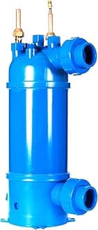 Pool Heat Exchanger 48 kBtu Titanium Tube and Shell Condenser for Swimming Pool Heat Pump Solar Spa Heating and Cooling