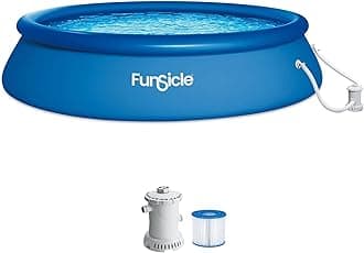 Quickset 15ft x 36in Round Inflatable Above Ground Swimming Pool with Filter Pump – Easy Setup with Top Ring Design