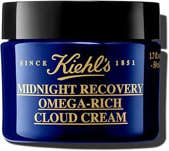 Kiehl's Midnight Recovery Omega Rich Botanical Night Cream, Overnight Renewing Face Moisturizer, Plumps & Replenishes Skin Barrier, with Omega Oils & Fatty Acids, Lavender Scent - 1.7 fl oz