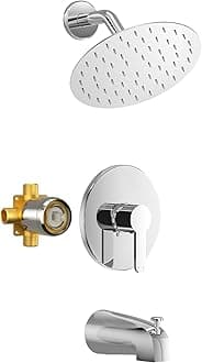 Holispa Tub Shower Faucet, Chrome Tub Shower Faucet Set with 8-Inch Rainfall Shower Head and Tub Spout, Shower Tub Faucet Set Complete (Included Shower Valve), Tub Shower Trim Kit, Polished Chrome