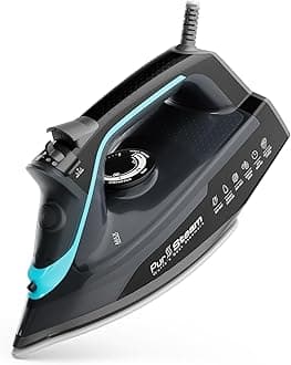 Pursteam SteamBurst+ 1750W Steam Iron, Ceramic Soleplate, Adjustable Steam, Burst of Steam, Self-Clean, Anti-Calc, Anti-Drip, Powerful & Long-Lasting Steam for All Fabrics