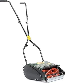WEH12R Manual Hand Push Cylinder Lawnmower with Roller, Adjustable Cutting Heights, 30cm Cutting Width and 18L Collection Bag - 3 Year Guarantee