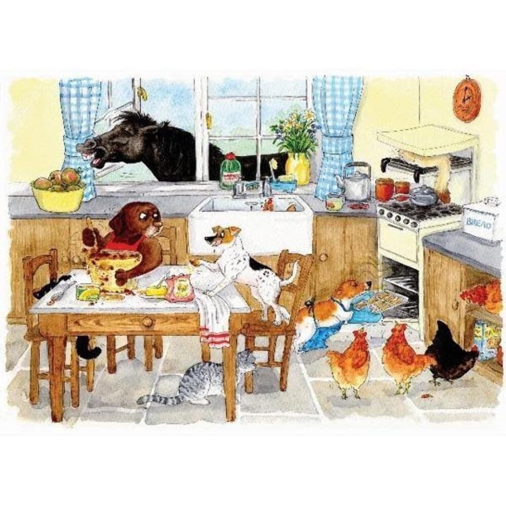 Alisons Animals Medium Work Top Saver, Too Many Cooks, Textured, 40cm x 30cm, Board, Unisex, Homeowners, Cooks, 2 kg