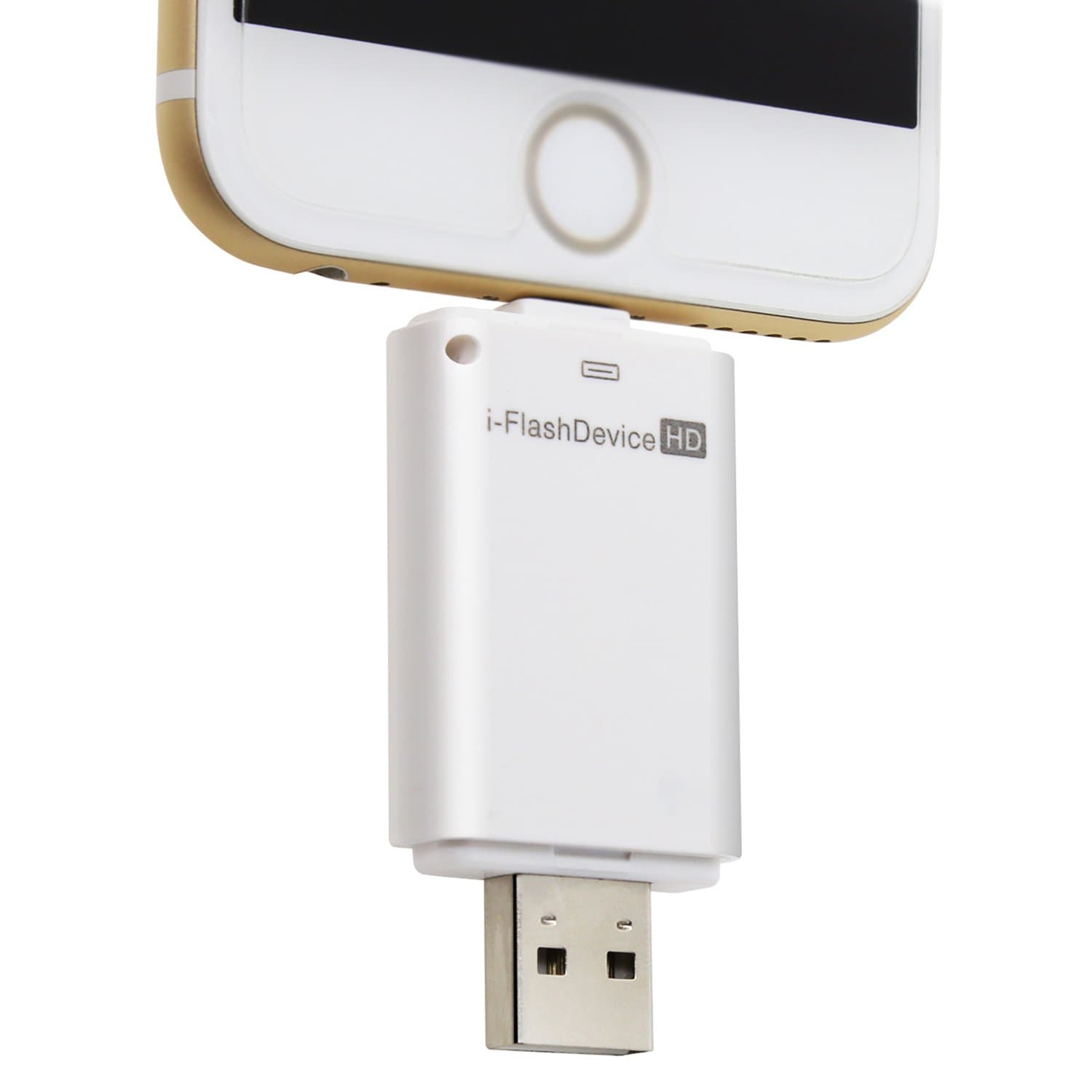 Mobile Phone i-FlashDrive HD with 8 pin Lightning Connector U-disk External Storage for iPhone 6 6s plus 5s 5c 5 iPad Mac PC (White-128GB)