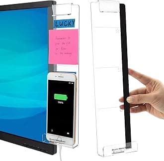 Office Desk Accessories 2pcs Computer Monitor Memo Board Multifunction Message Board Transparent Creative Monitor Side Panel with Sticky Note Holder Phone Holder Suitable for Office Home Work Desk