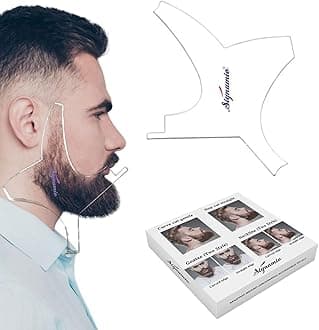 SIGNAMIO All in 1 Multi Purpose Transparent Beard Shaper tool Kit for Men | Beard Shaping Stencil Comb for men styling shave for neck line guide - Grooming kit