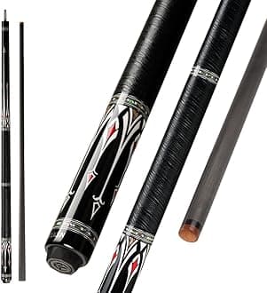 KONLLENCarbon Fiber All Inlay Pool Cue Stick Leather Wrap/Wrapless Black Technology Low Deflection Billiard,12.5mm,147cm,AS-1F AS-2F
