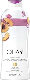 Olay Fresh Outlast Paraben Free Body Wash with Energizing Notes of Peach and Cherry Blossom, 22 fl oz, Pack of 4