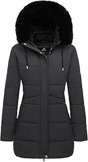 Women's Winter Puffer Coat Thicken Fleece Lined Down Jacket Waterproof Faux Fur Detachable Hooded Parka