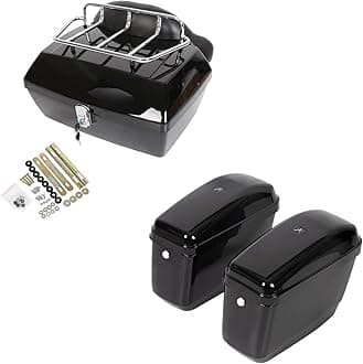ECOTRIC Universal Motorcycle Trunk Luggage Storage Box & Hard Saddle Bags Saddlebags w/Mounting Kit Compatible with Harley Davidson Honda Yamaha Suzuki Kawasaki Cruiser Shadow Vulcan - 2 Packages