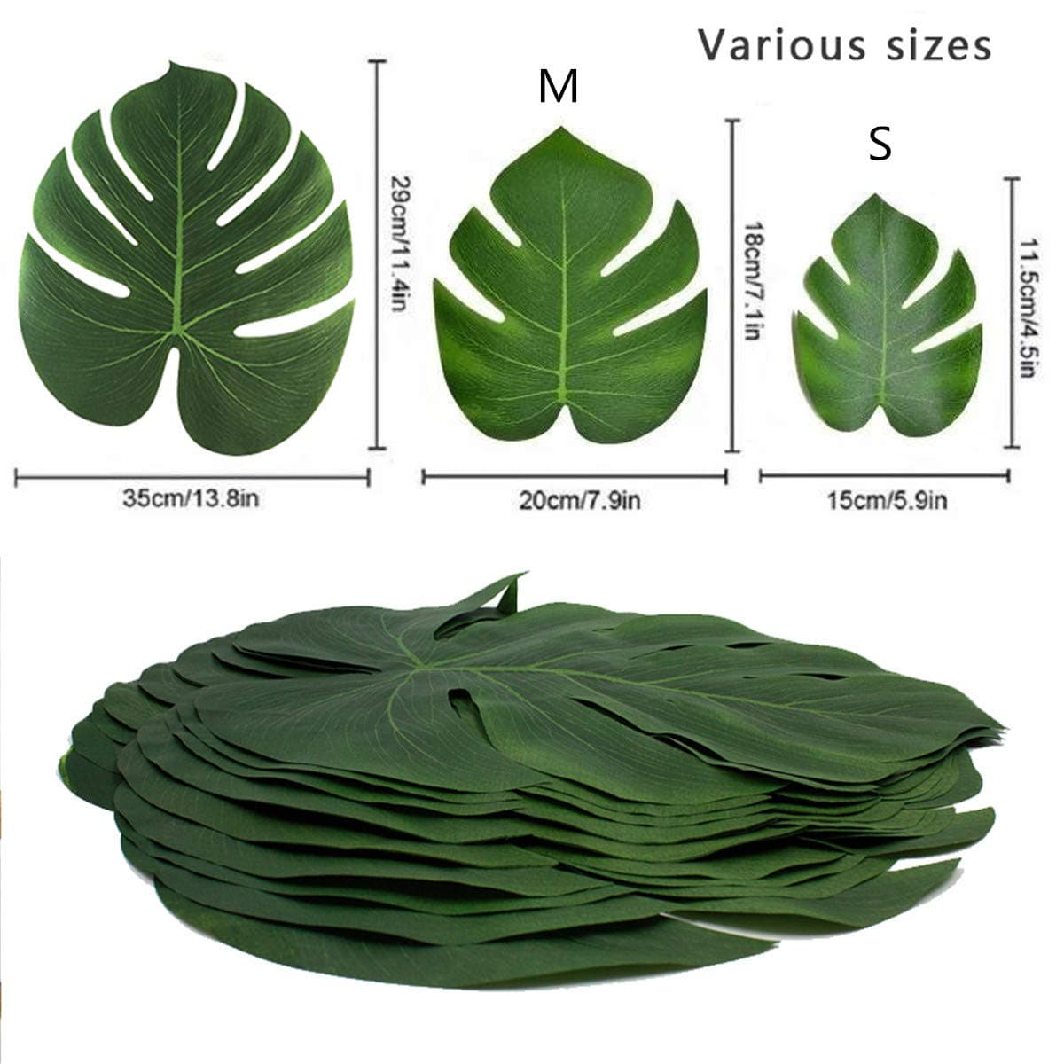 tianyg Artificial Palm Leaves Table Runner,7.9 x 7.1inch,Wedding Hawaiian Luau Theme Party Supplies Table Decoration Summer Party (M(12pcs))