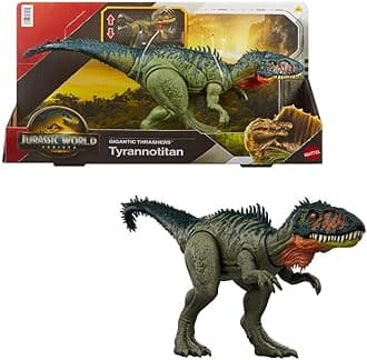 Jurassic World Rebirth Gigantic Thrashers Tyrannotitian Dinosaur Figure Toy, 2 Tail Activated Rampage Attacks, Digital Play
