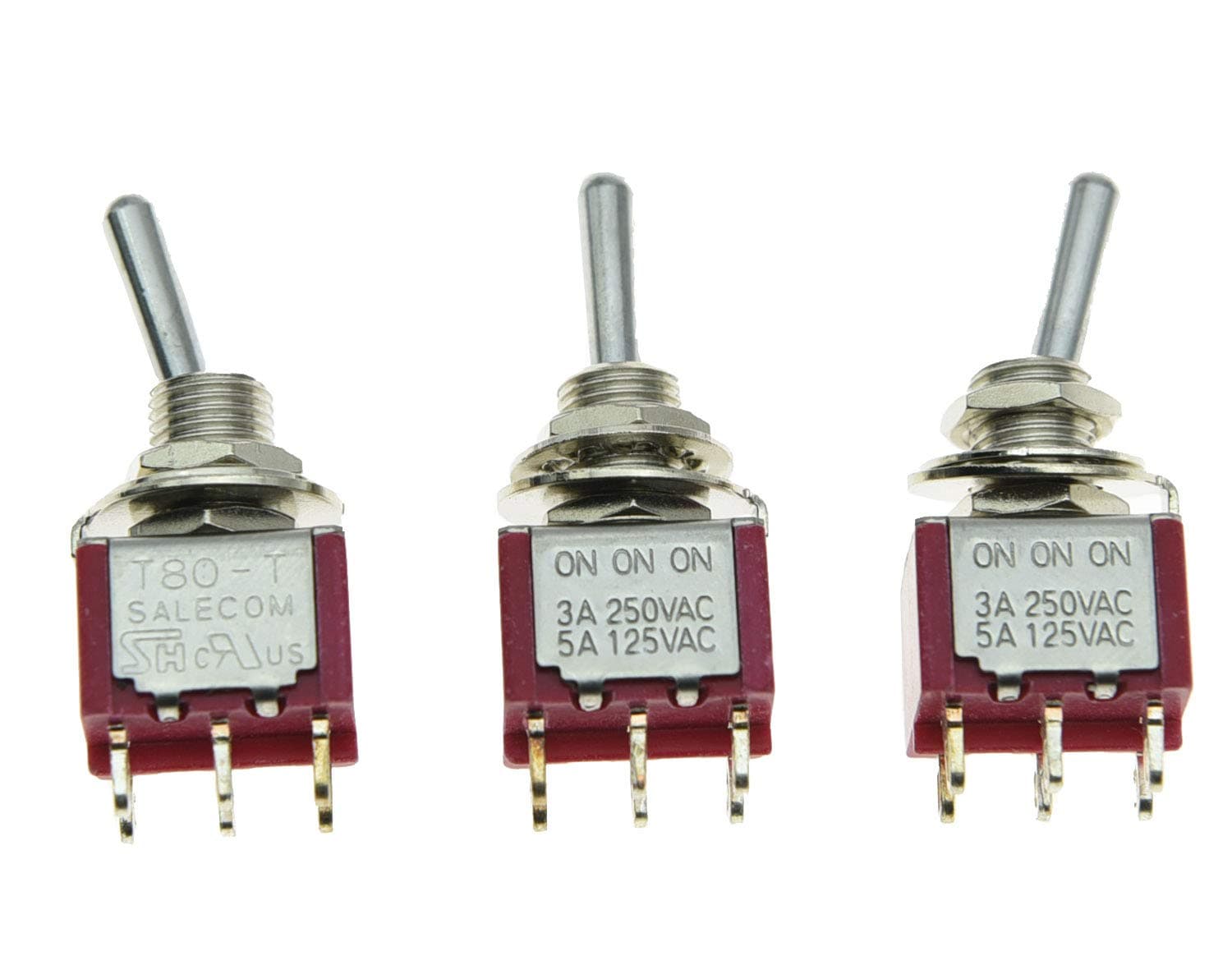 SALECOM 3X DPDT 6 Pin 3 Position ON/ON/ON Guitar Mini Toggle Switch Car/Boat Switches