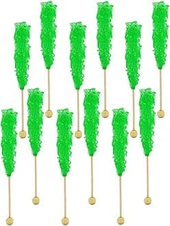 Rock Candy Lollipops Suckers, Color and Flavor Assortment, Individually Wrapped, 6.5" (Green Apple, 6-Pack)