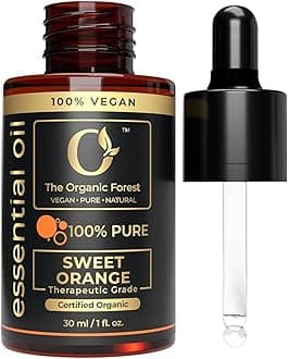 100% Plant Based Sweet Orange Essential Oil for Face, Skin & Body | Provides Natural Cleaning Solutions & Aromatherapy Benefits| Therapeutic Grade Sweet Orange Oil for Diffusers & Relaxation